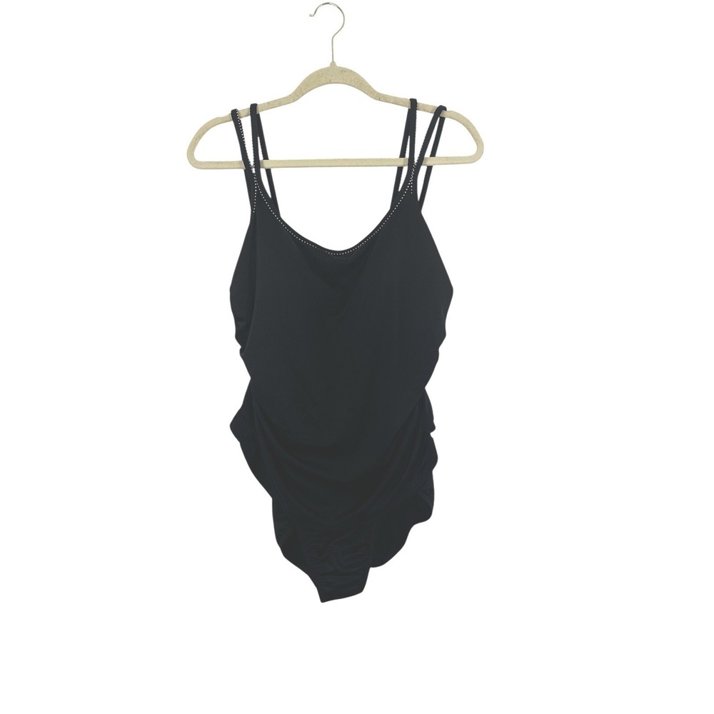 Miraclesuit One Piece Swimsuit Size 16 Black Nylon Spandex Comfort Slimming